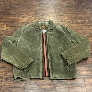 MENS WILSONS LEATHER M Julian Suede Leave Green Retro Western Style Jacket Large